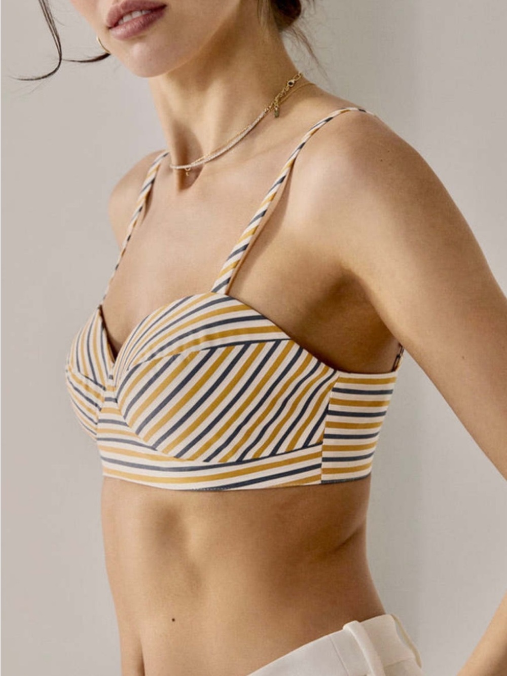 Favorite Daughter Yellow, Blue & White Striped Cropped Bustier - Picture 2 of 2